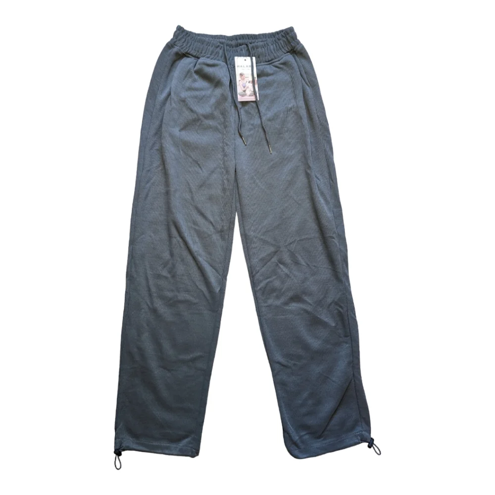 NWT Halara Inside Drawstring Elastic Waist Side Pocket Wide Leg Lead Grey Pants - Picture 4 of 8